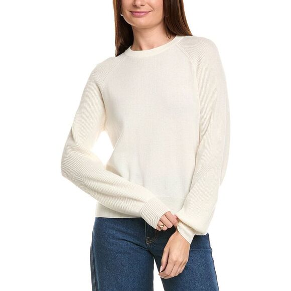 Kier+J Womens Kier + J Wool & Cashmere-Blend Sweater White
